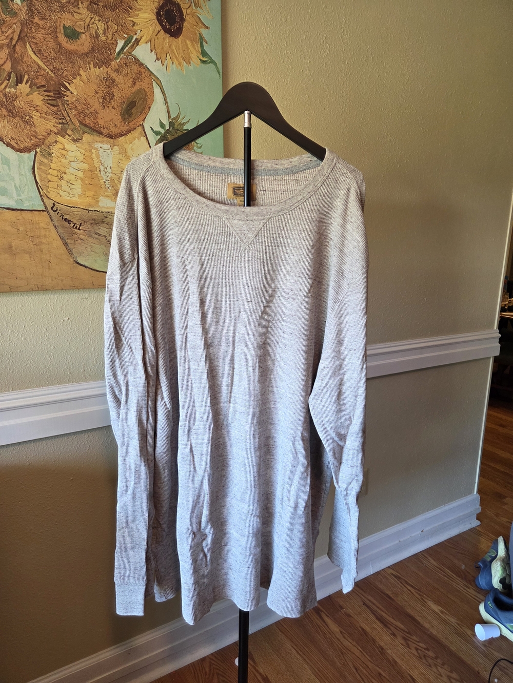 The Foundry Supply Co. Heather Beige Thermal Knit Crew Sweatshirt- Big and Tall